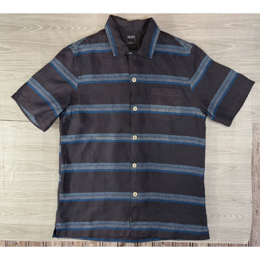 Todd Snyder linen blend Shirt Size M color blue striped NWOT